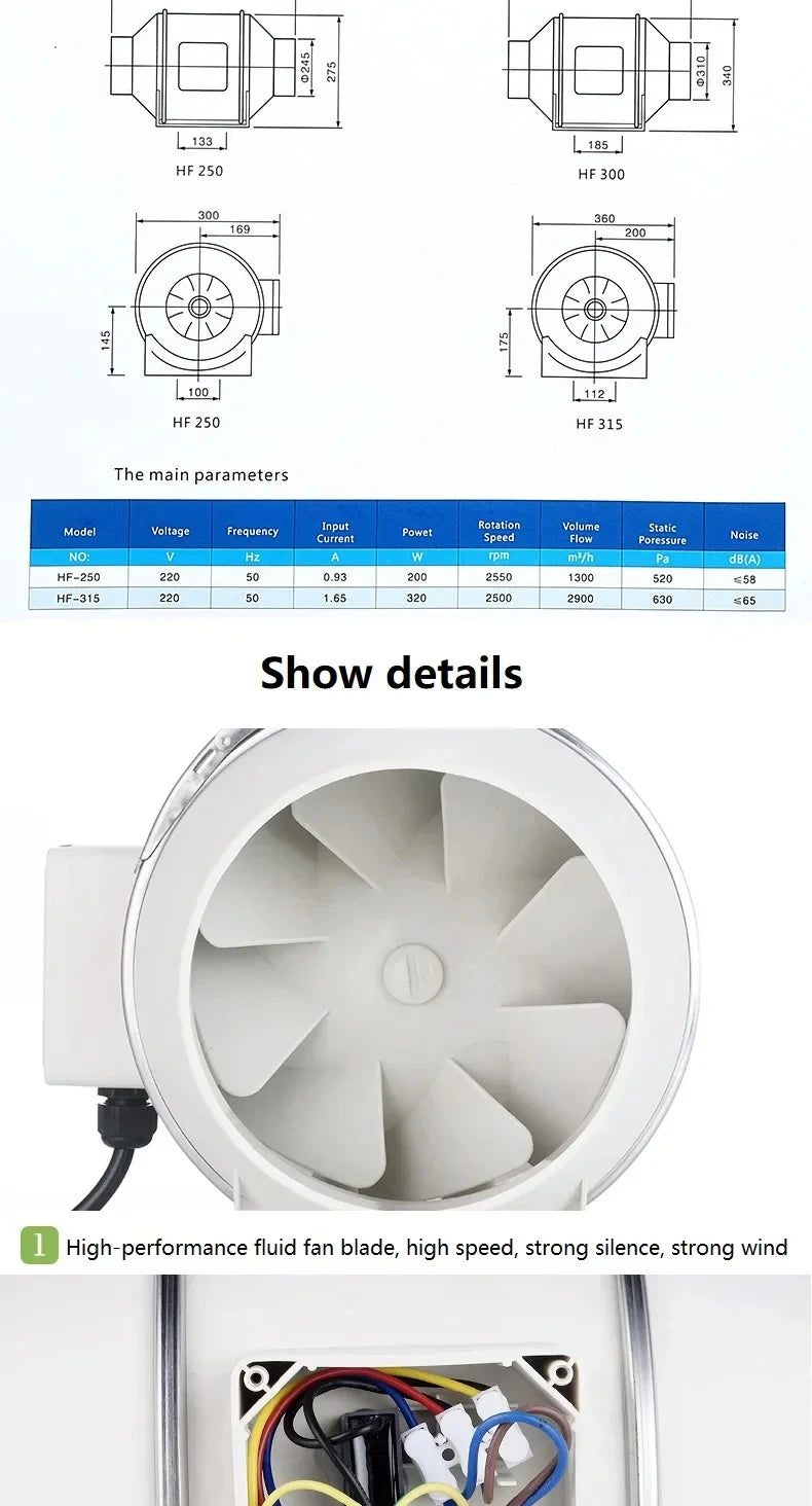 Inline Duct Ventilation Exhaust Fan for Home and Office