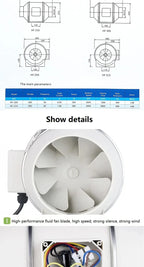Inline Duct Exhaust Ventilation Fan for Kitchen and Bathroom