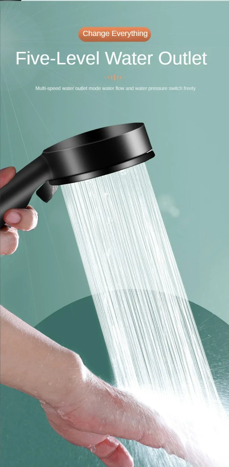 5-Mode High-Pressure Rainfall Handheld Shower Head