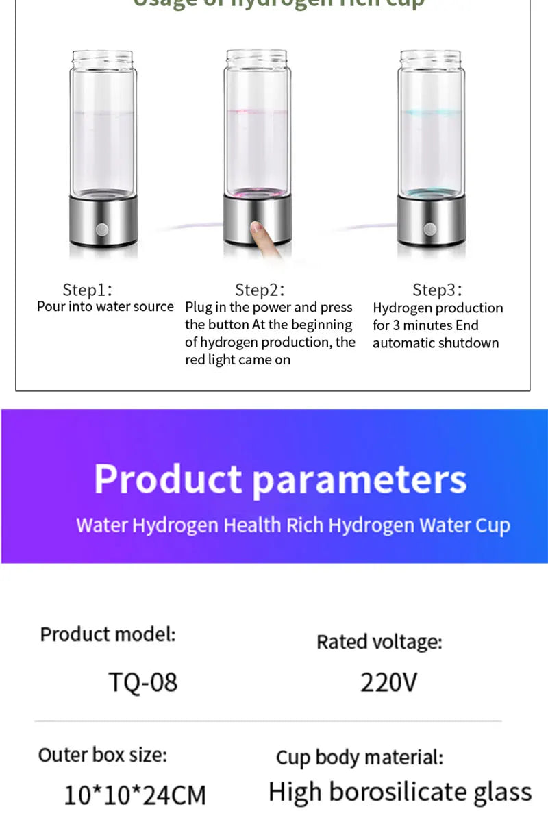 Portable Hydrogen-Rich Water Generator Bottle - 13