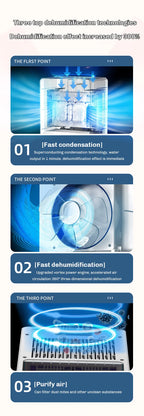 Compact Quiet Electric Dehumidifier for Home and Basement