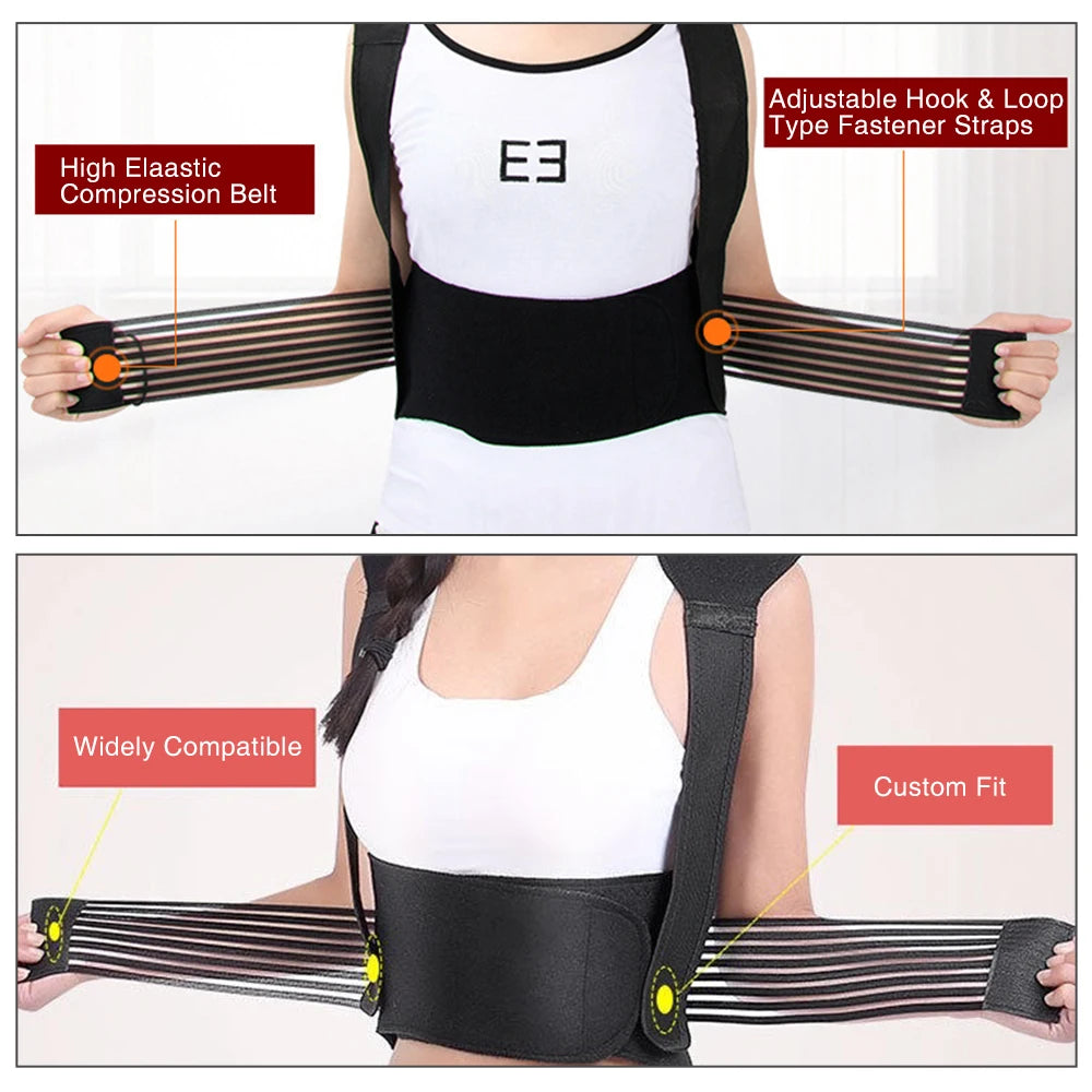 Self-Heating Tourmaline Magnetic Back and Shoulder Support Brace