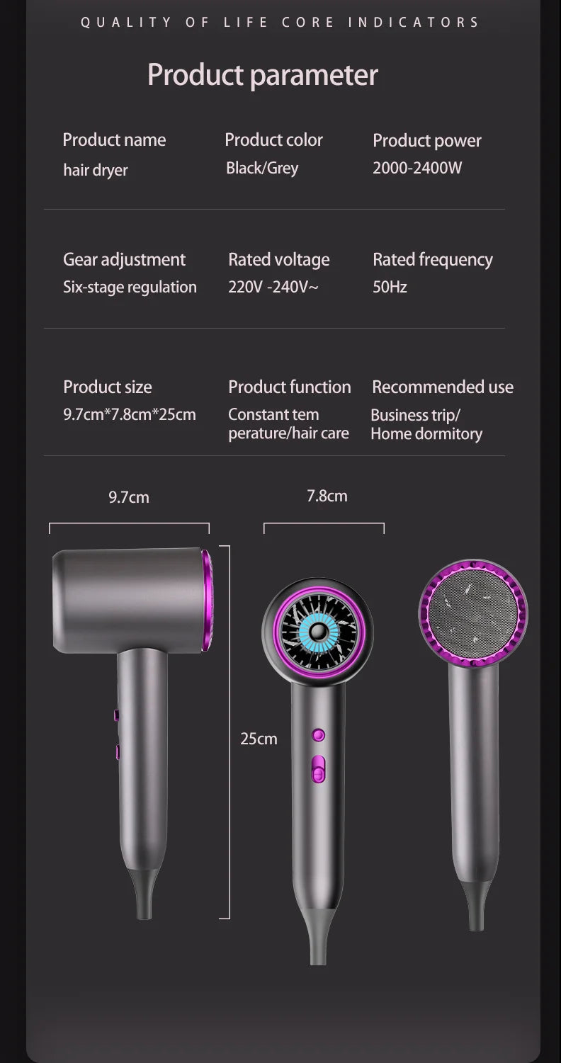 Professional Ionic Hair Dryer for Salon and Home Use
