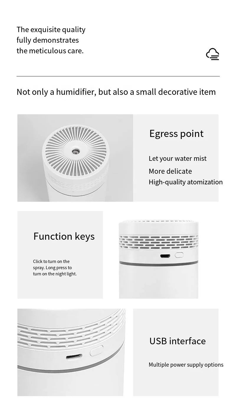 Portable Mini LED Car and Desk Humidifier
