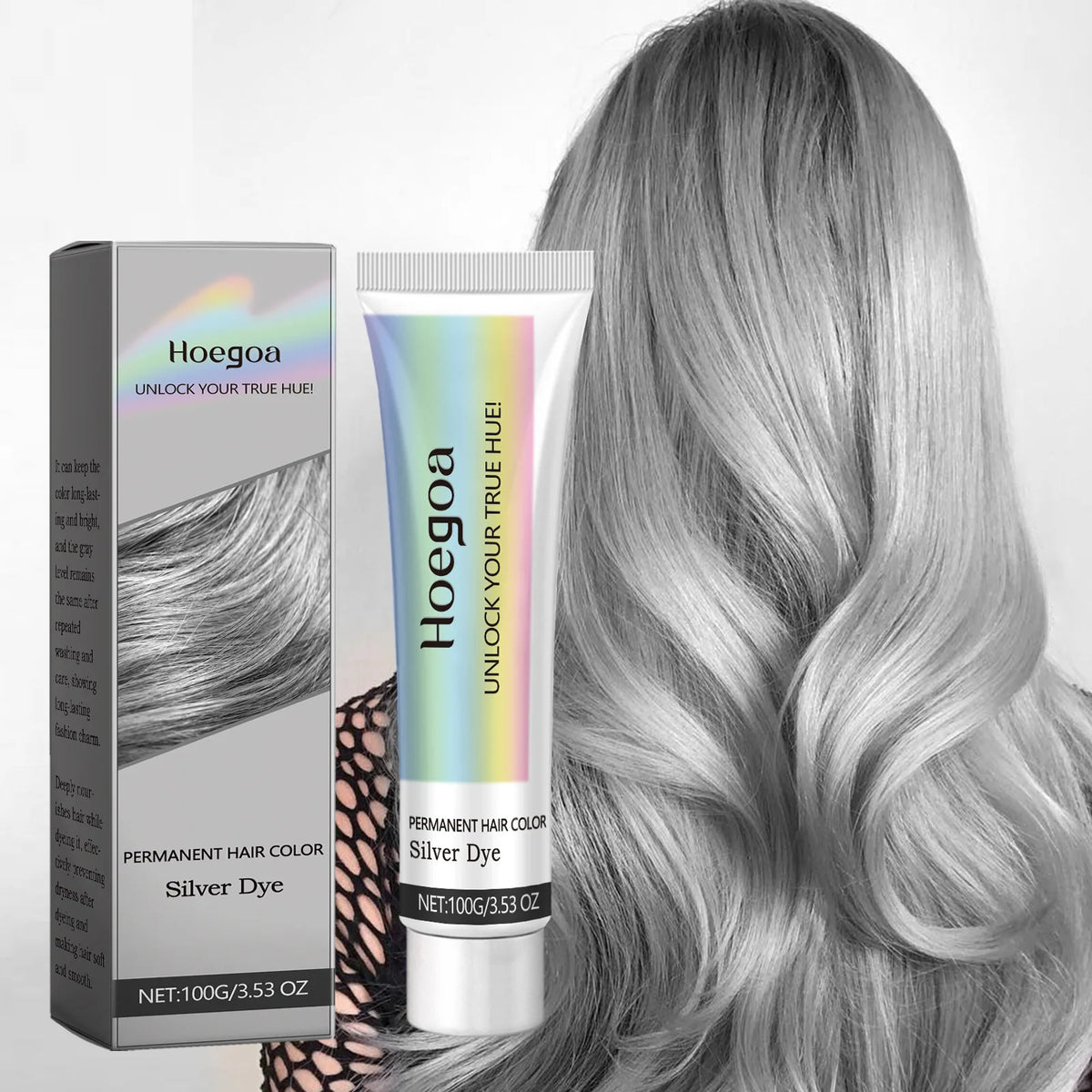 Permanent Silver Gray Hair Dye Cream