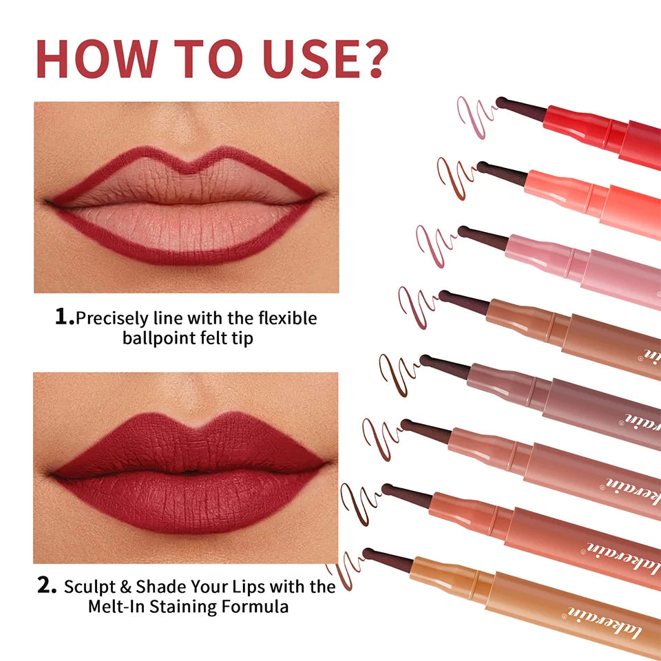 Waterproof Ballpoint Felt Tip Lip Liner Stain - 16