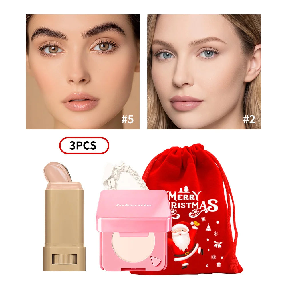 Matte Foundation Stick and Pressed Setting Powder Makeup Set