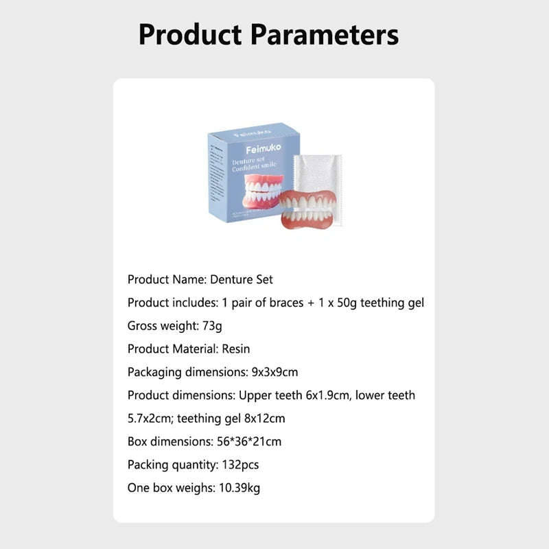 Temporary Silicone Cosmetic Dentures for Missing Teeth