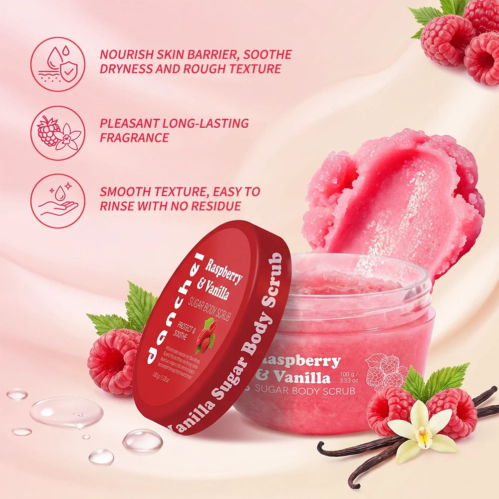 Raspberry & Vanilla Sugar Body Scrub for Smooth Exfoliated Skin - 3