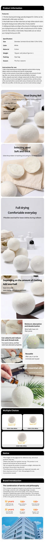 Reusable Natural Wool Laundry Dryer Balls