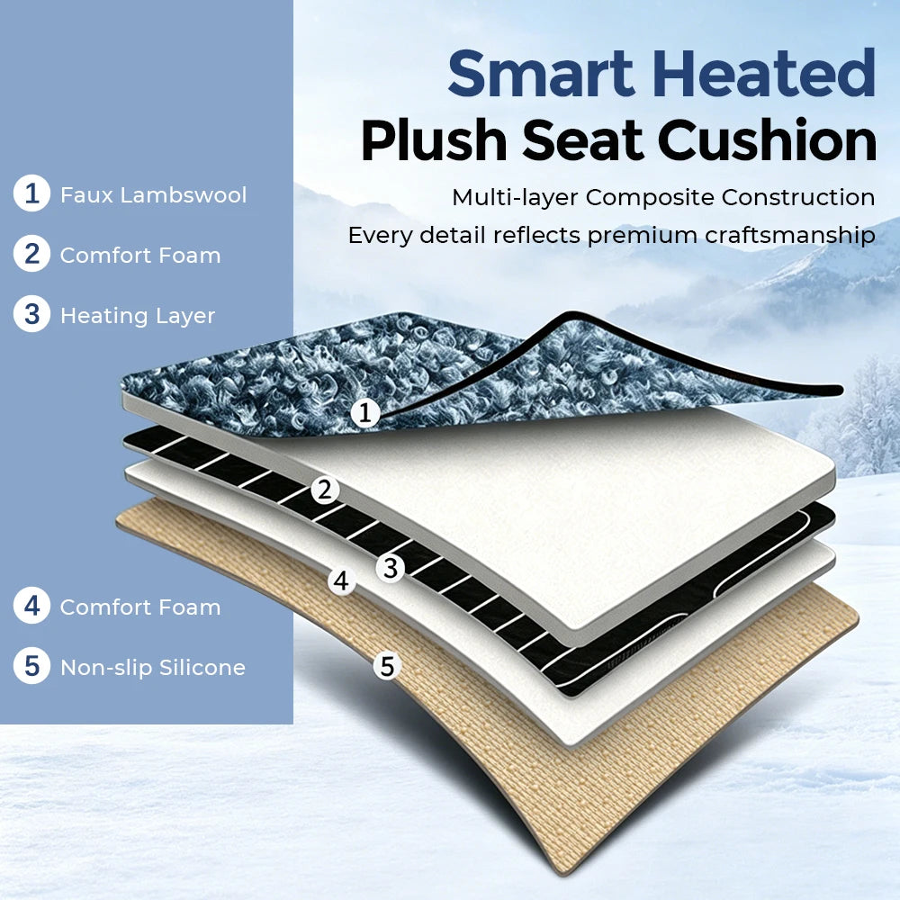 Heated Lambswool Car Seat Cushion for Winter Driving - 2