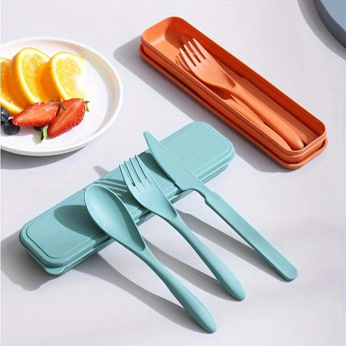 3-in-1 Portable Reusable Travel Cutlery Set with Case