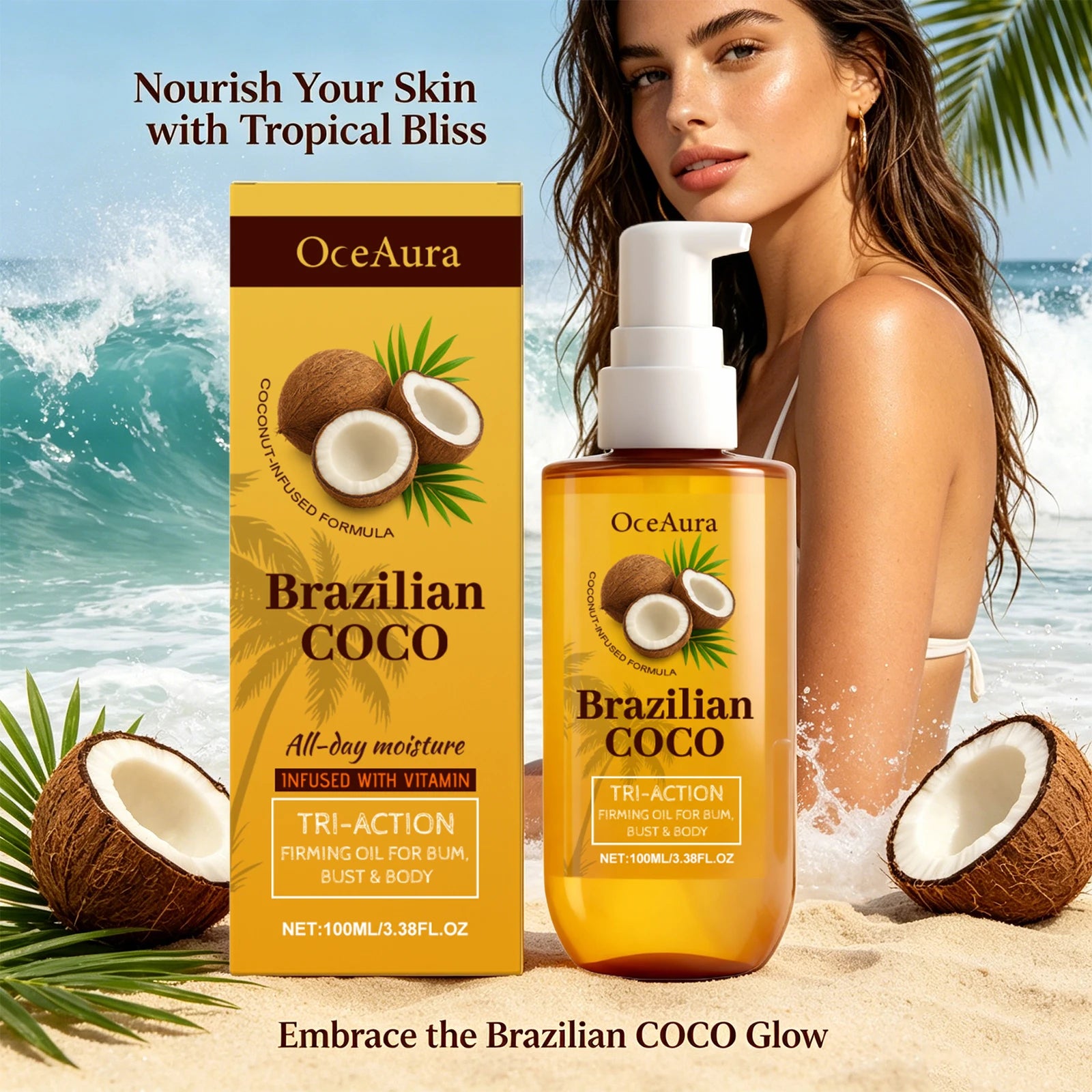 Coconut Firming Body Oil for Skin Tightening and Hydration - 4