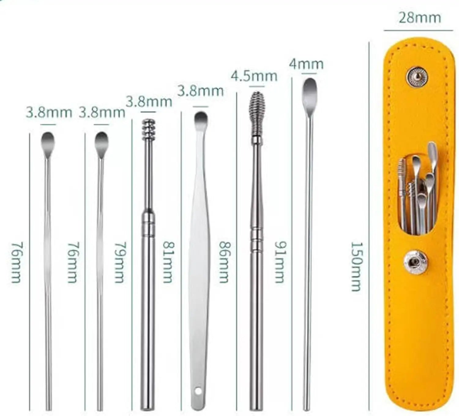 Stainless Steel Ear Wax Removal Tool Kit with Travel Case - 5