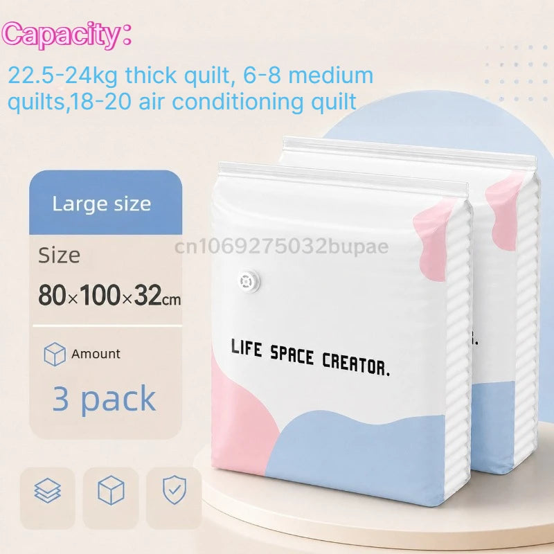 Pump-Free Vacuum Compression Storage Bags for Bedding and Clothes