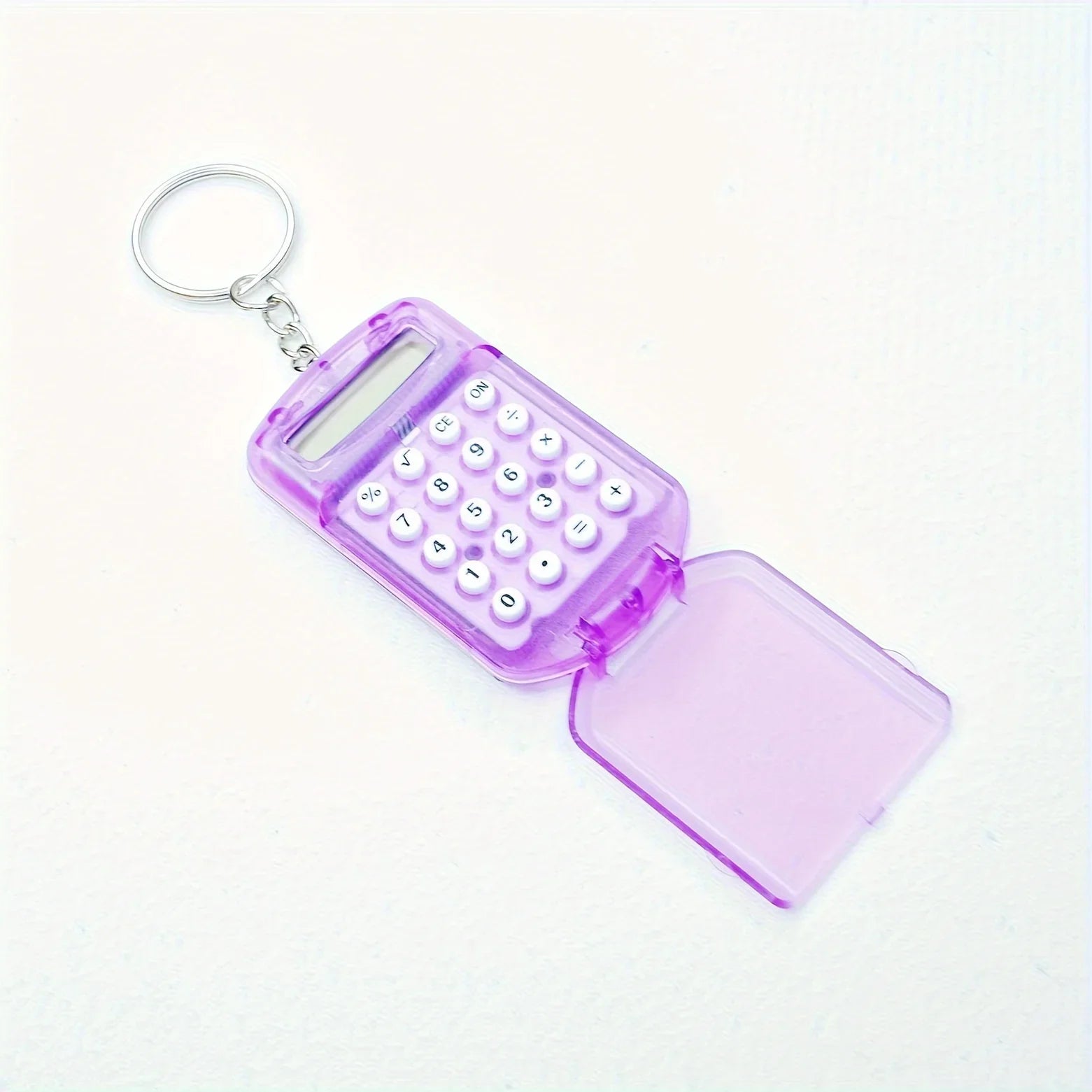 Portable Mini Transparent Flip Calculator with Keychain - 28