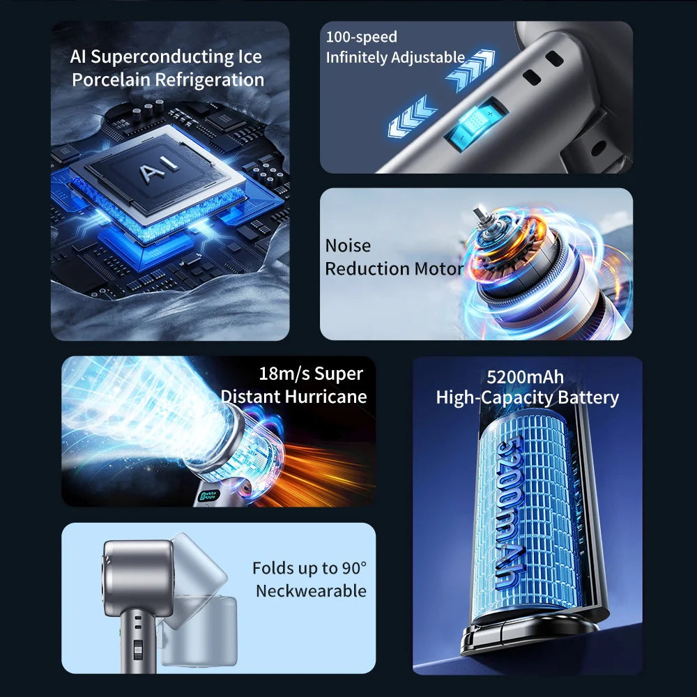 Portable Handheld Ice Cooling Fan with Adjustable Speed