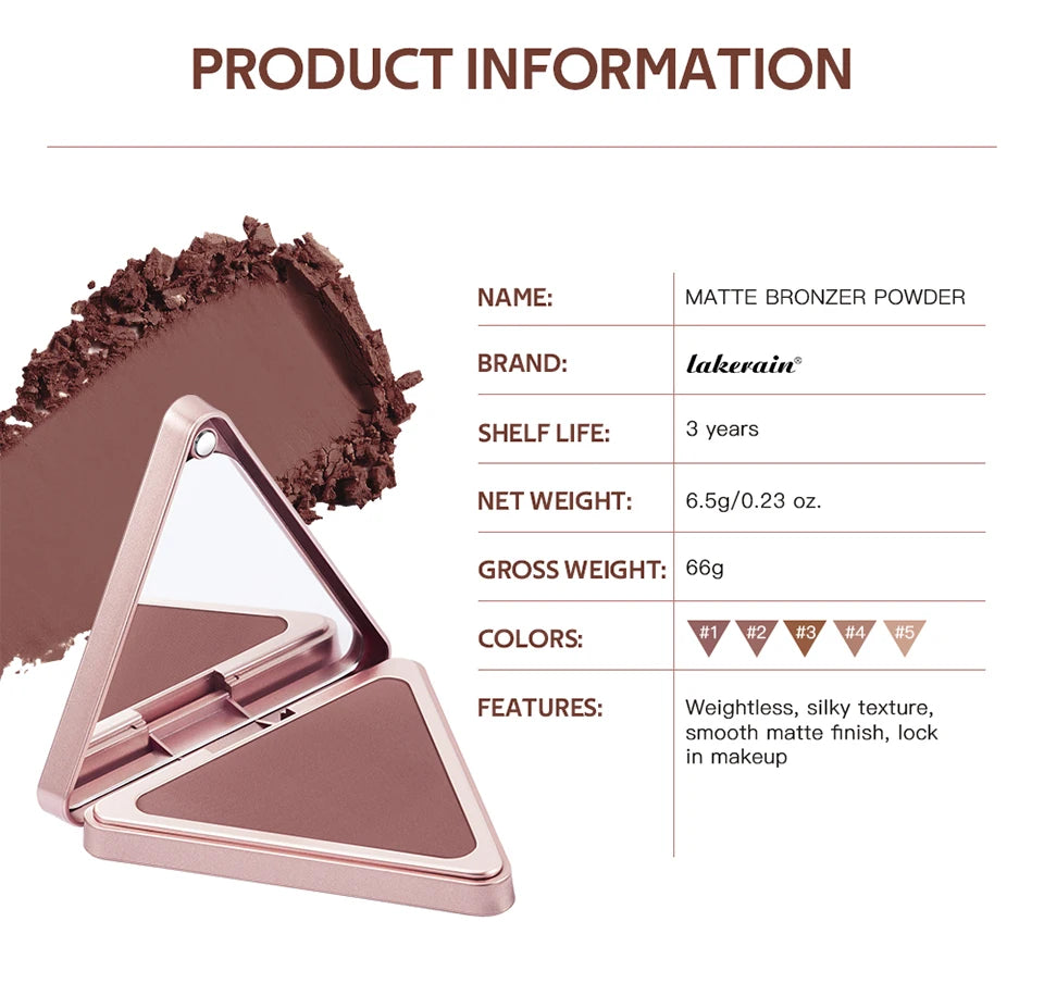 Matte Bronzer Powder for Long-Lasting Smooth Face Makeup