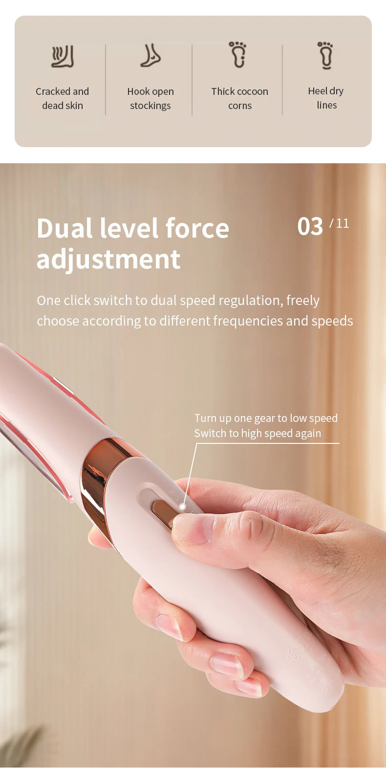 Electric Rechargeable Foot Callus Remover for Pedicure