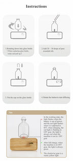 Waterless Wood and Glass Essential Oil Aromatherapy Diffuser