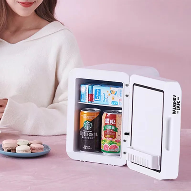 4L Portable Mini Makeup Fridge with LED Lighted Mirror