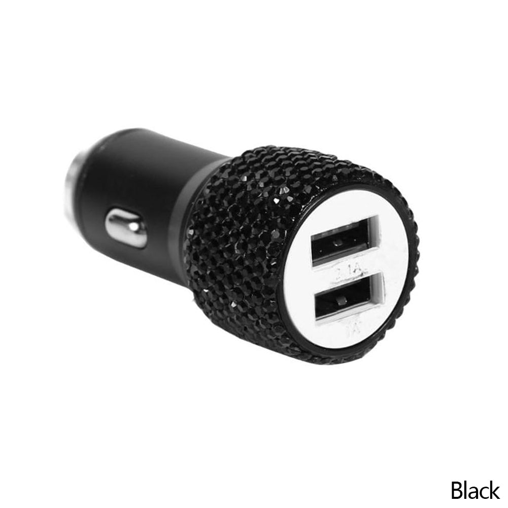 Dual Port Rhinestone USB Car Charger