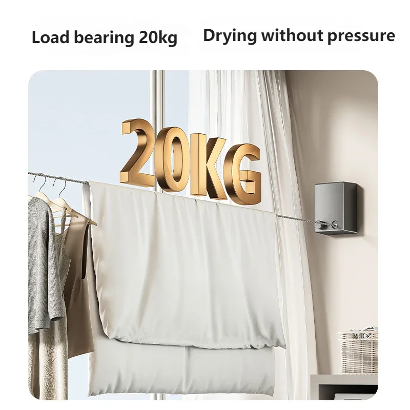 Wall Mounted Retractable Indoor Clothesline for Laundry Drying - 4
