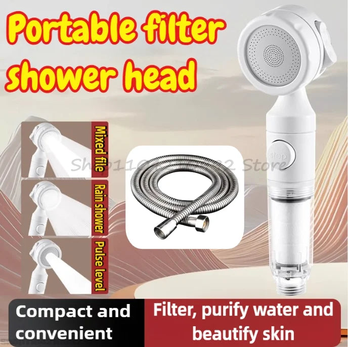 Portable Pressurized Shower Head for Travel and Home