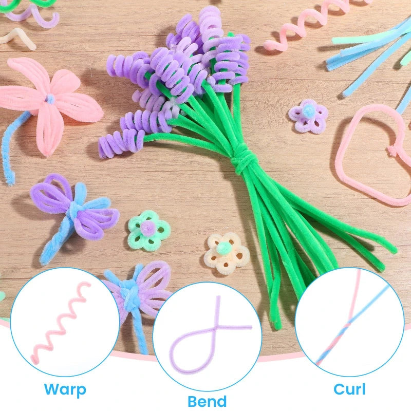 Flexible Chenille Stem Craft Pipe Cleaners for DIY Art Projects