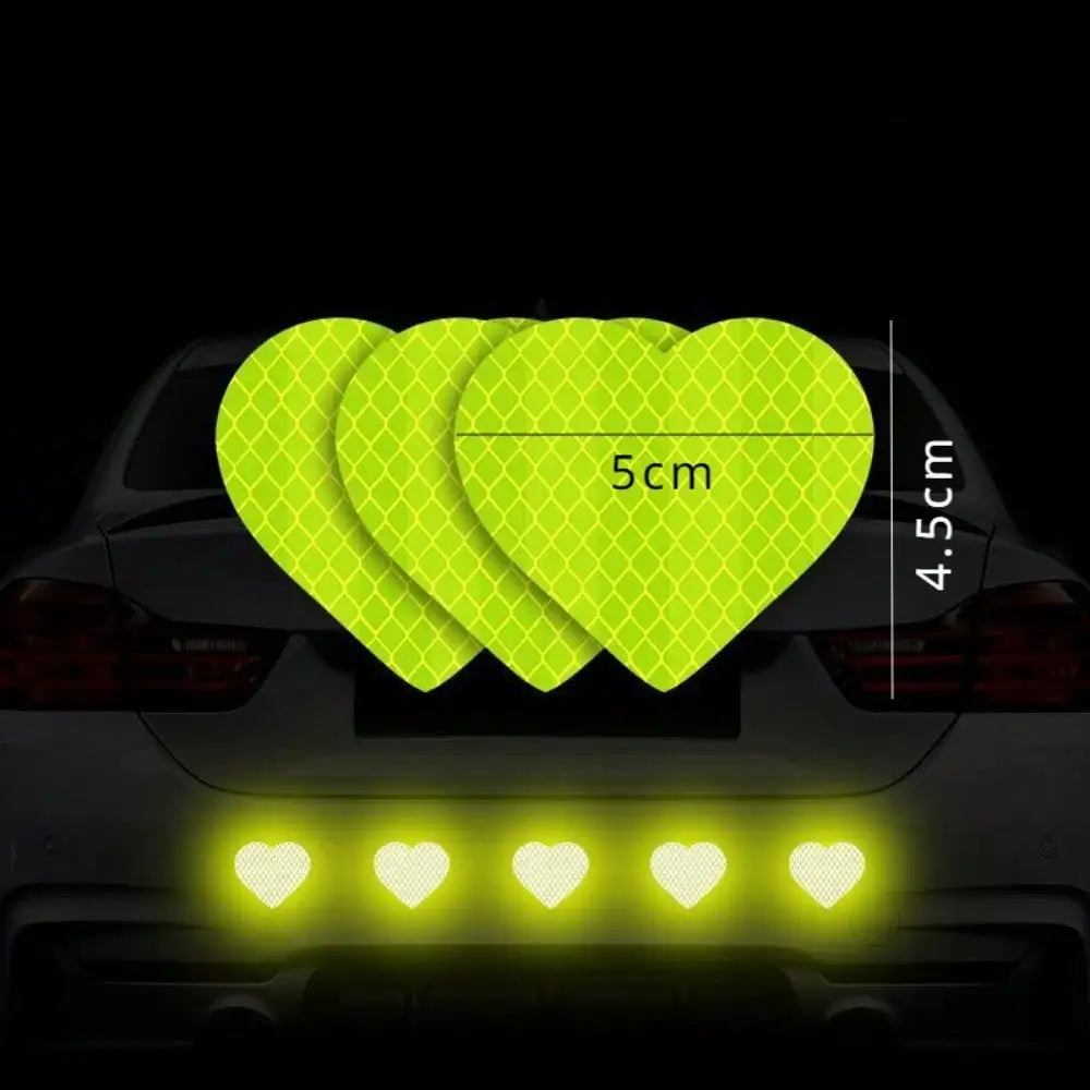 Reflective Heart Safety Stickers for Night Driving - 2