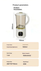 Portable Wireless Electric Fruit and Ice Blender