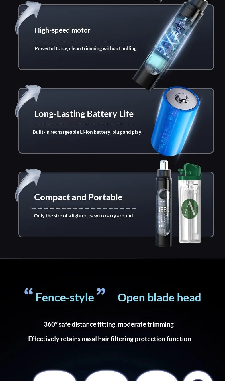 Electric Rechargeable Nose and Ear Hair Trimmer