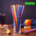 Flexible Multicolor Striped Drinking Straws for Parties and Events
