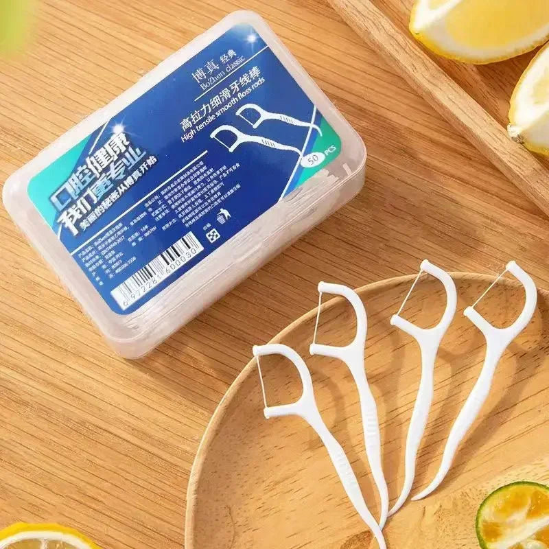 Portable Disposable Dental Floss Picks with Storage Case - 1