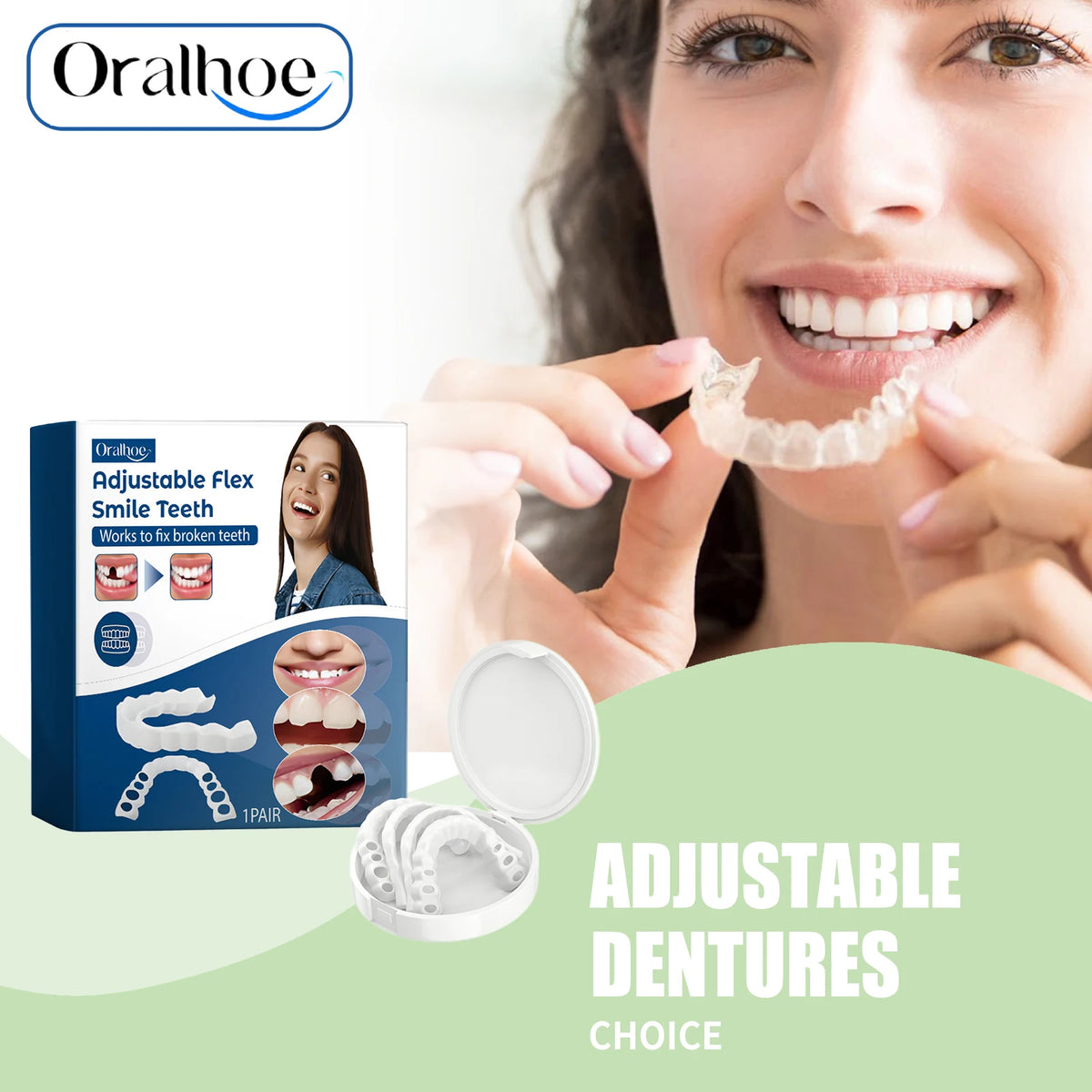 Adjustable Snap-On Smile Veneers for Missing Teeth