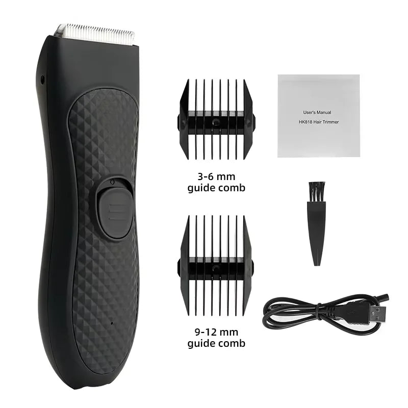 Electric Waterproof Body and Groin Hair Trimmer for Men