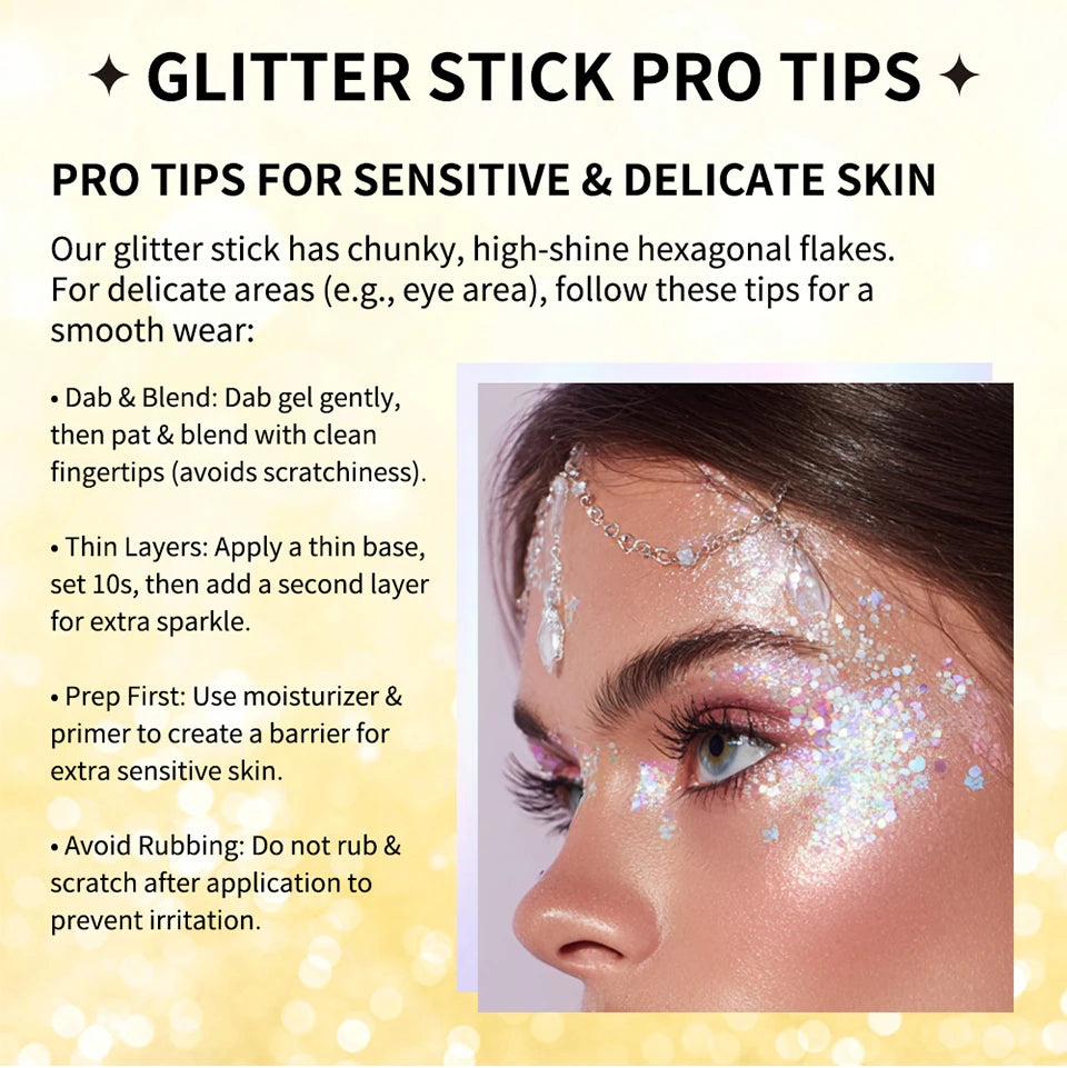 Waterproof Shimmer Glitter Stick for Face and Body
