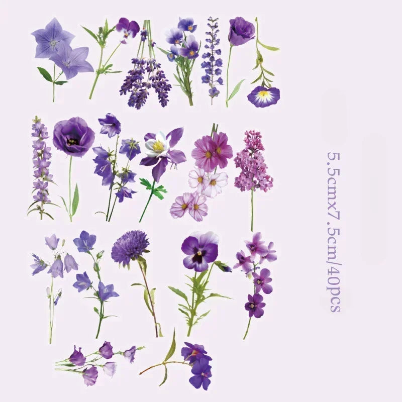 40-Piece Floral Sticker Set for Scrapbooking and Journaling - 17