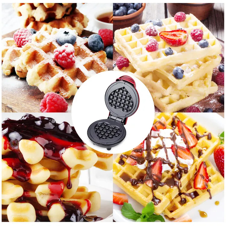 Mini Heart-Shaped Electric Waffle Maker for Breakfast