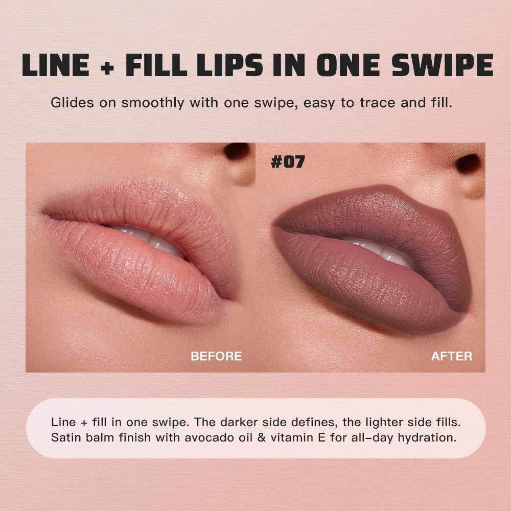 2-in-1 Dual-Ended Lip Liner and Matte Lipstick Pencil