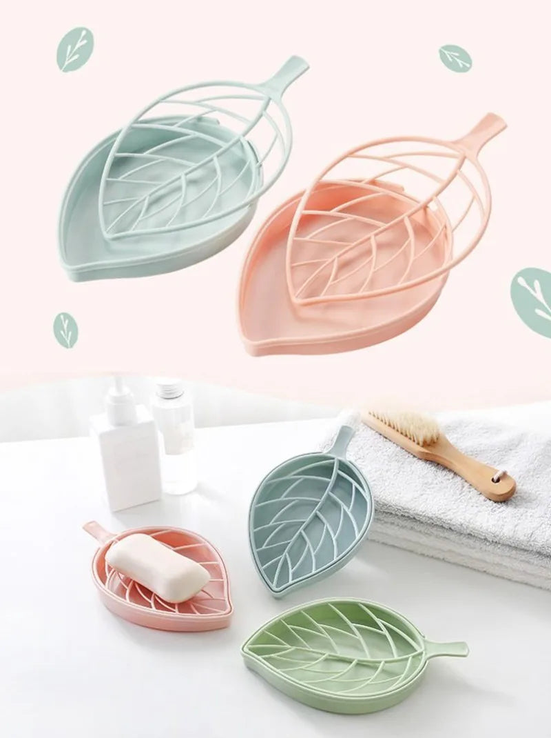 Leaf-Shaped Self-Draining Soap Holder for Bathroom and Shower