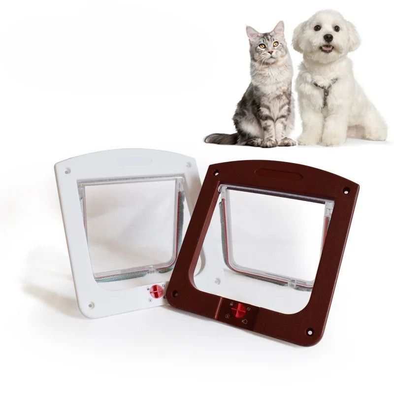 4-Way Locking Cat Flap Door for Small Pets