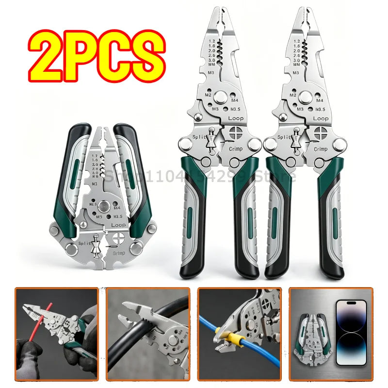 Multifunctional 18-in-1 Wire Stripping and Crimping Pliers