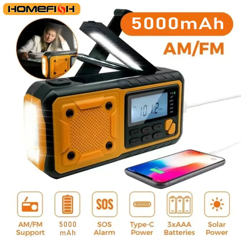 Portable Emergency Solar Hand Crank Radio with Power Bank - 1