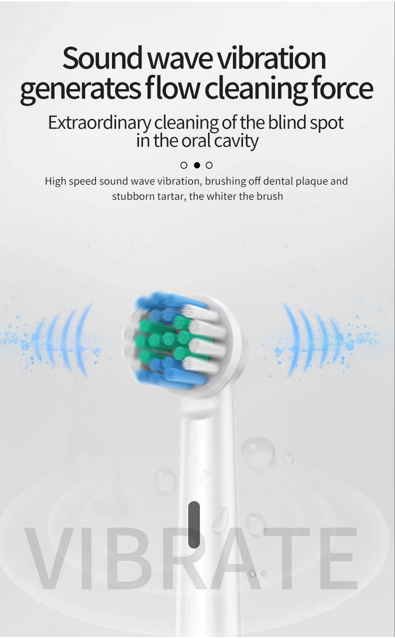 Rechargeable Electric Toothbrush with 8 Replacement Heads