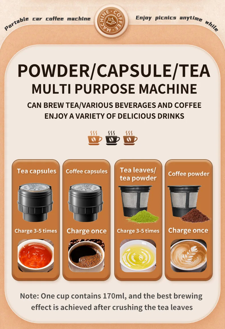 Portable Wireless Espresso Coffee Maker for Travel and Camping