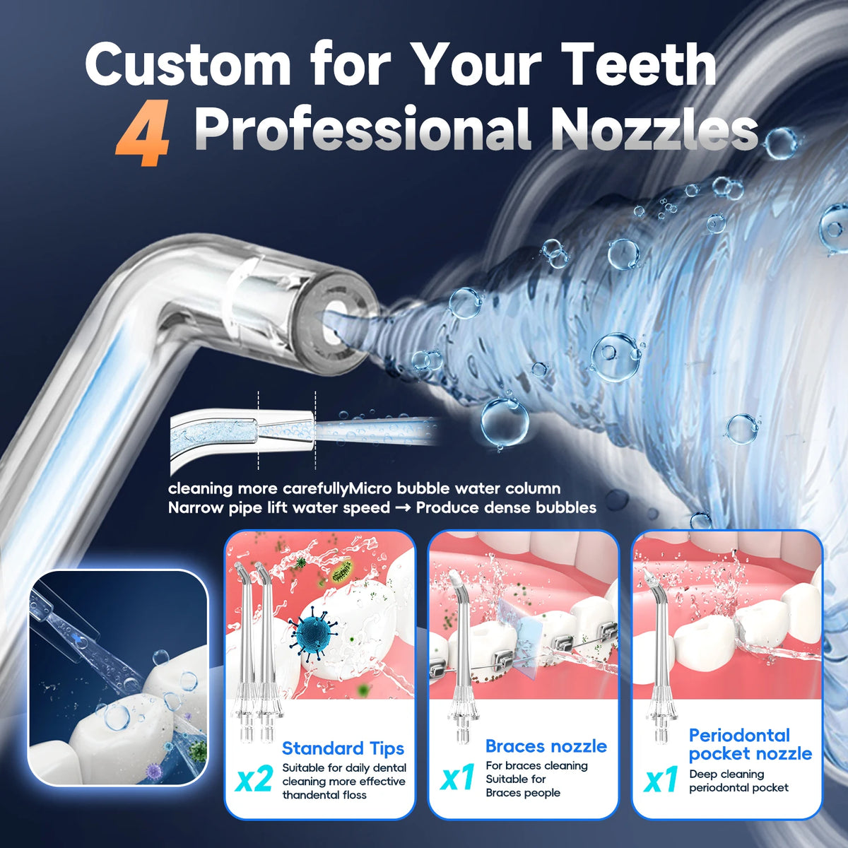Portable Electric Water Flosser and Scalp Massager Set