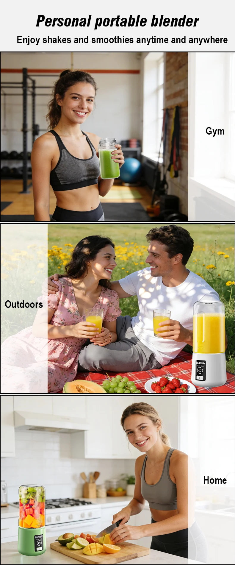 Portable Rechargeable Electric Fruit and Vegetable Blender - 12