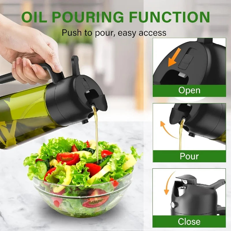2-in-1 Dual Action Oil Spray and Pour Dispenser for Cooking