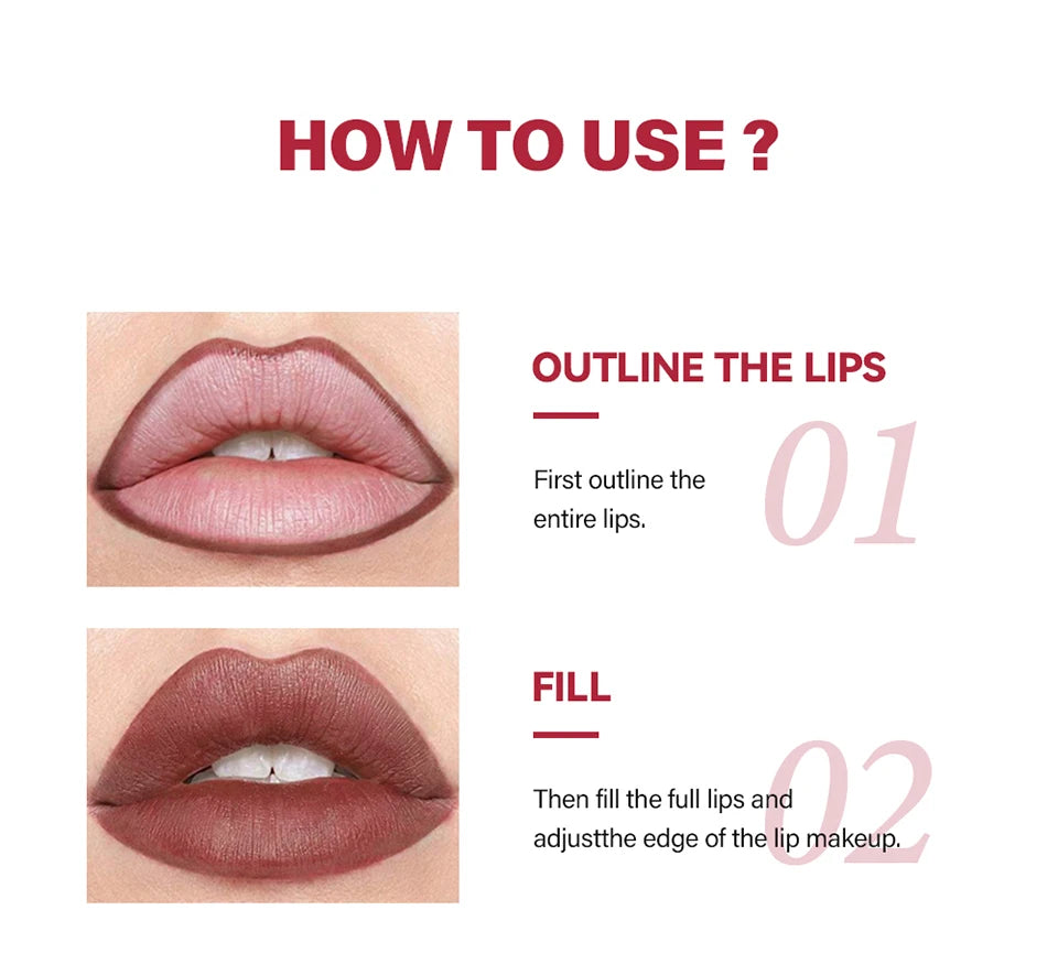 Waterproof Matte Lip Liner Pencil Set for Defined Lips - 15